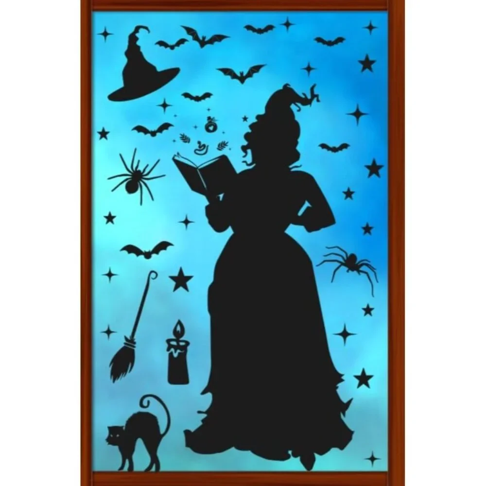 Hocus Pocus Decorations Halloween Window Clings 8 Sheets 91 PCS Double-Sided Spo